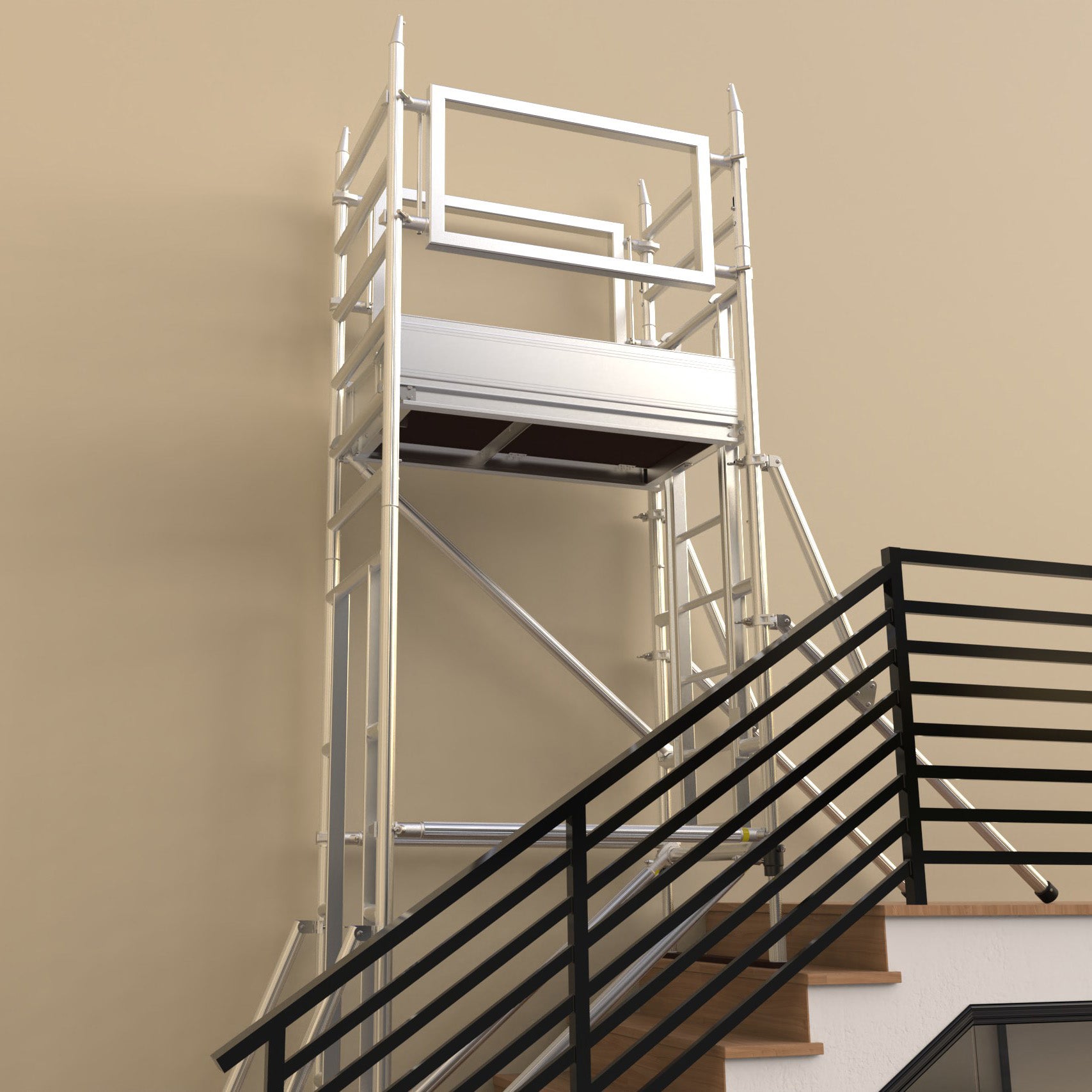 An image showing the Alto Stairwell Pro Tower on a staircase 