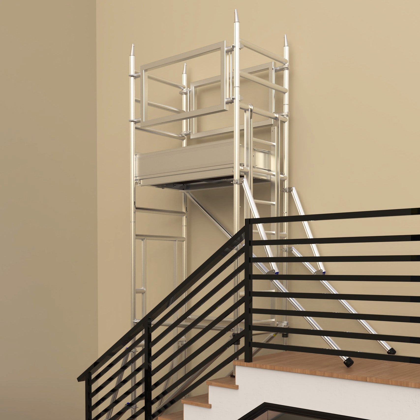 An image showing the Alto Stairwell Pro Tower on a staircase 
