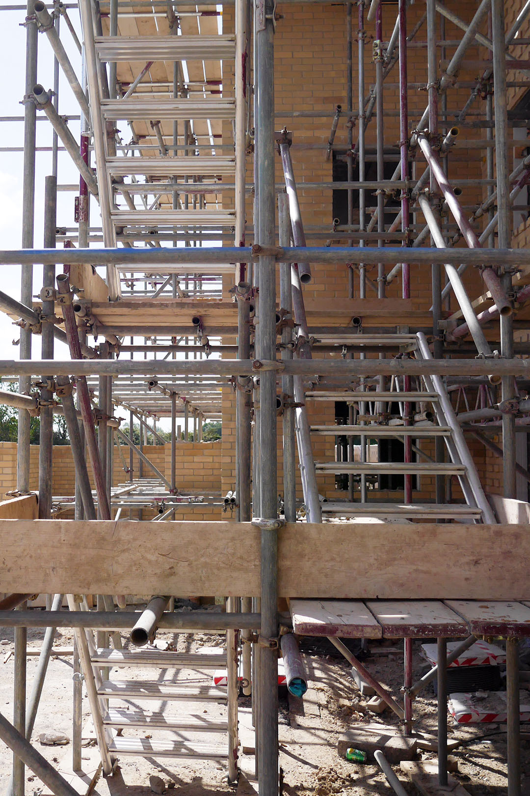 A close-up of a staircase constructed on a building site using Alto Universal Stairs
