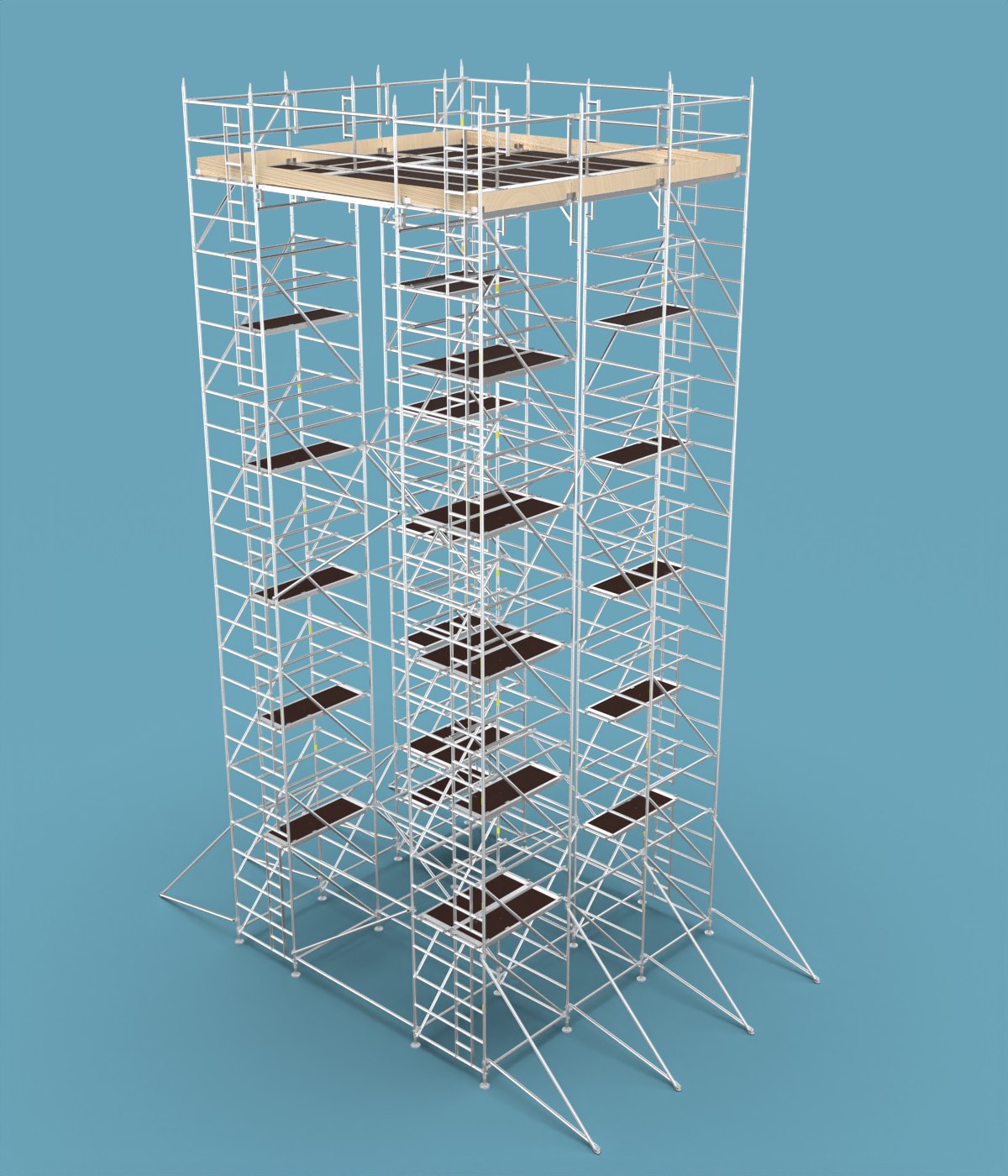 Alto Heavy Duty Tower creted as a BS 1139-6 structure on a blue background