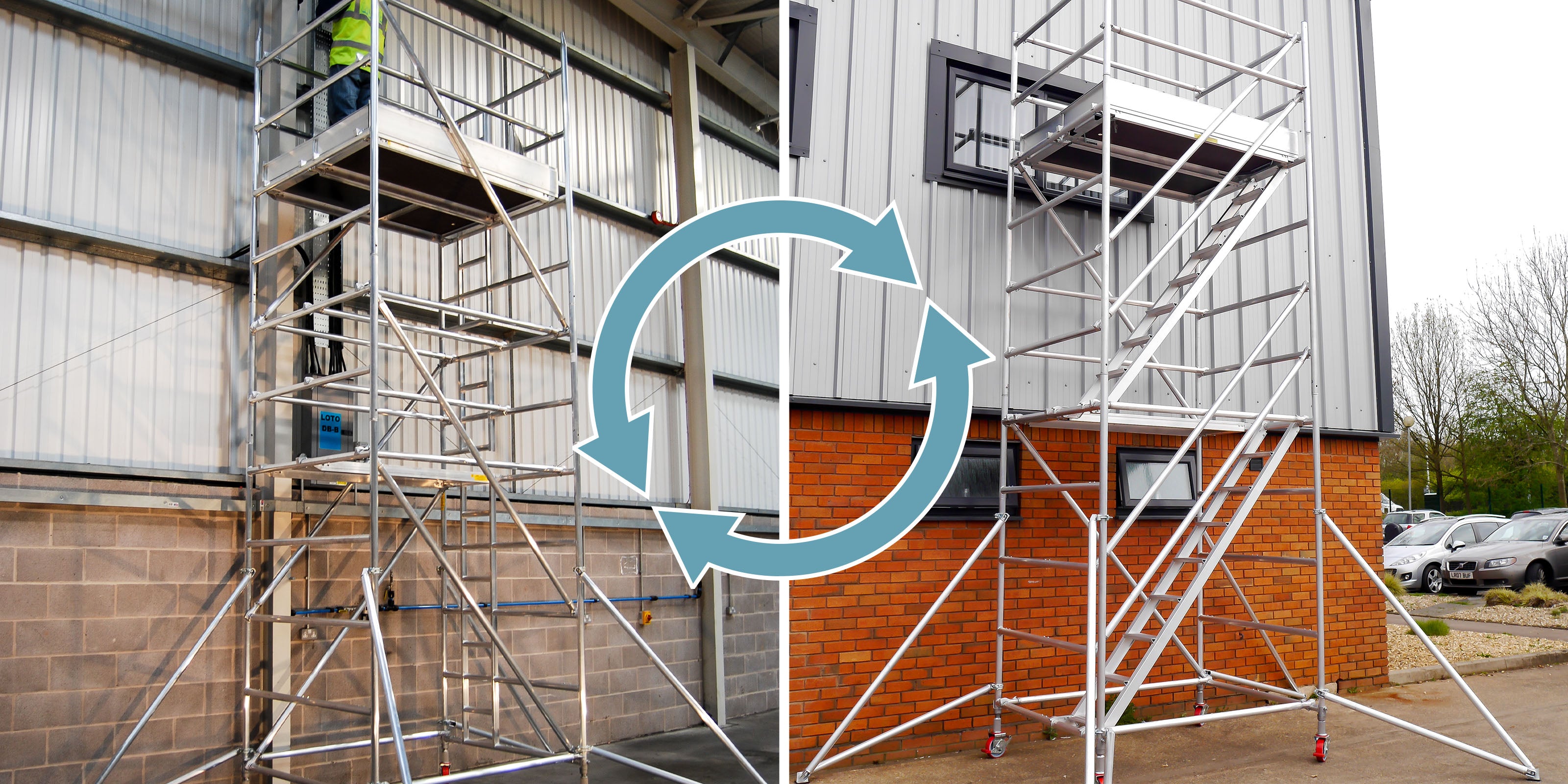 Image of a ladderspan tower and a stair tower.