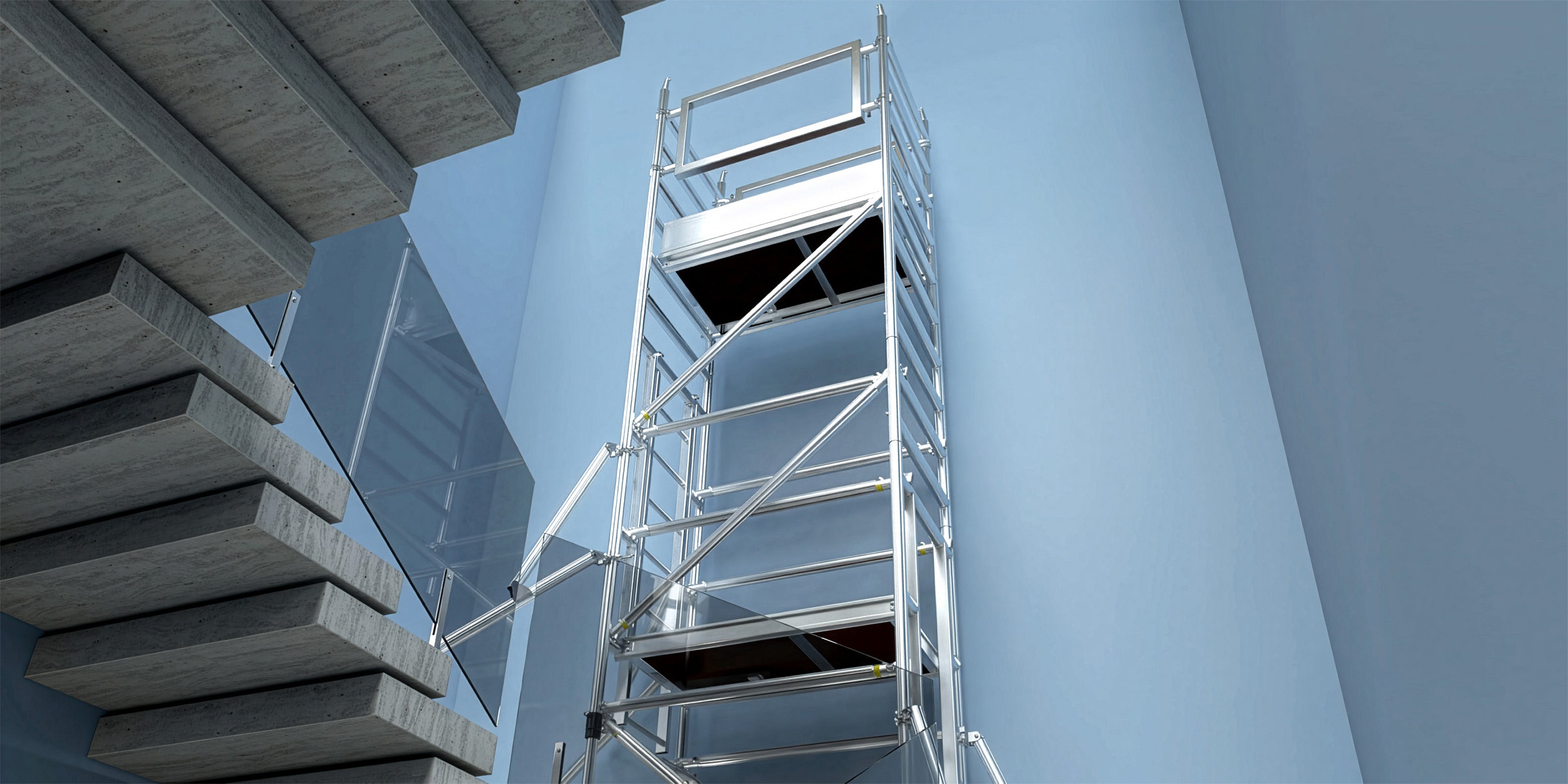 A Stairwell-Pro Tower on a modern staircase.