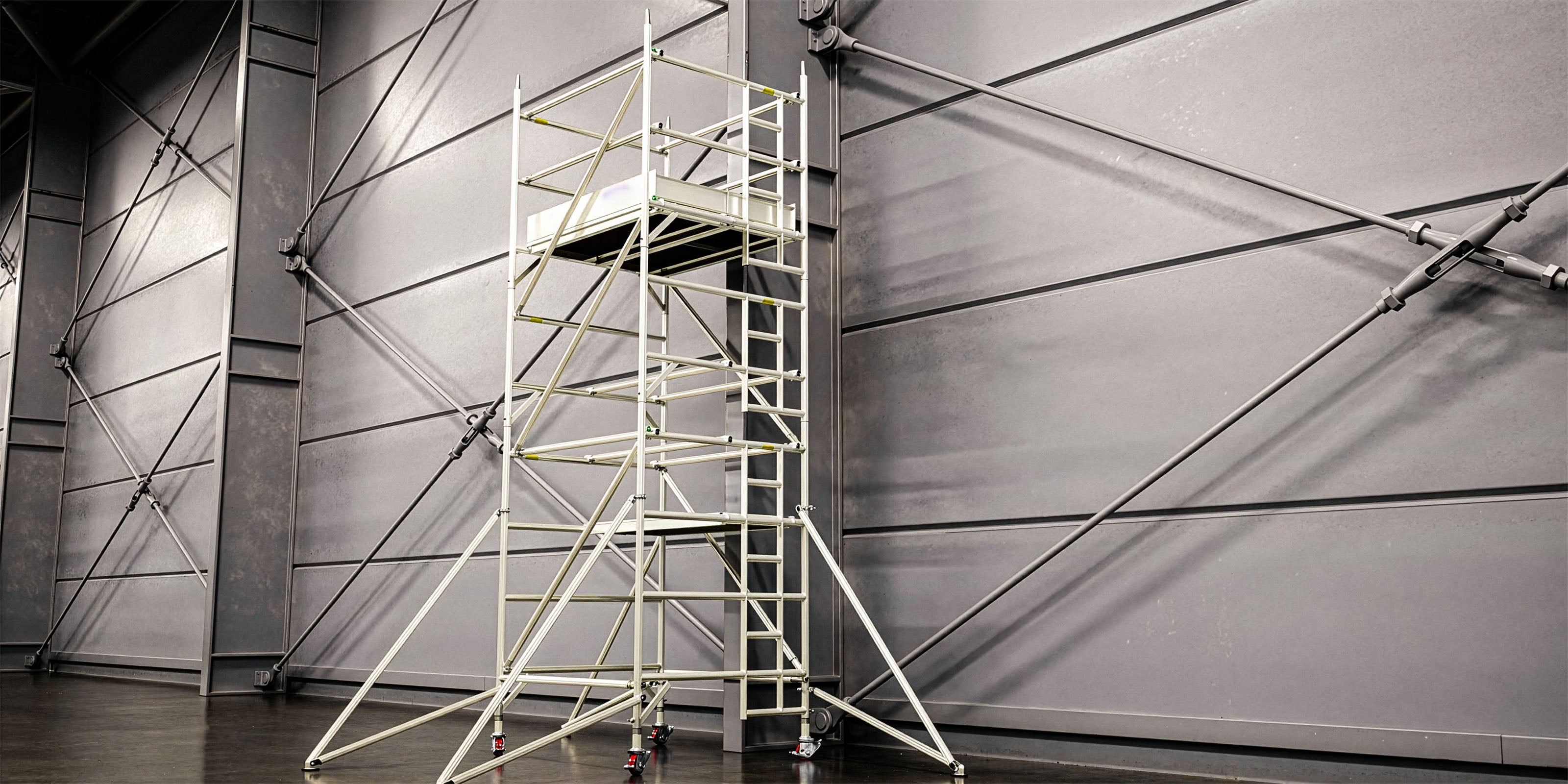 Alto MD double width tower inside an industrial building.